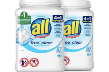 2 Tubs all Mighty Pacs Laundry Detergent As Low As $18.92!