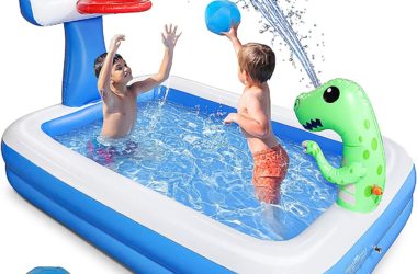 HOT! Inflatable Pool with Basketball Hoop for $59.99!