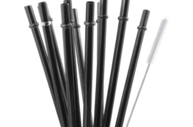 12-Pack Black Reusable Hard Plastic Straws Only $4.50 (Reg. $10)!