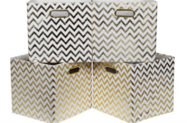 4 Gold Chevron Collapsible Storage Cubes Only $14.99 (Reg. $30)!