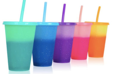 Set of 5 Sparkly Color Changing Tumblers Just $11!