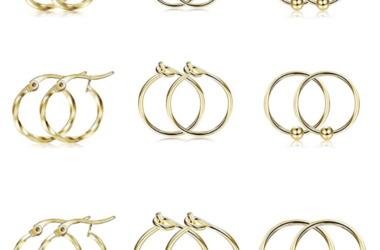 Nine Gold Hoop Earrings for just $4.54!
