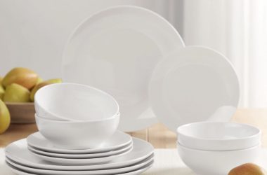 Mainstays 12pc Glazed White Stoneware Dinnerware Set Just $10.97!